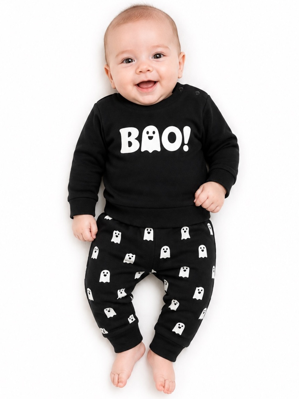 NEW - Monkey Bars Unisex Baby Halloween BOO Ghost 2 Piece Outfit Set 3-6 Months